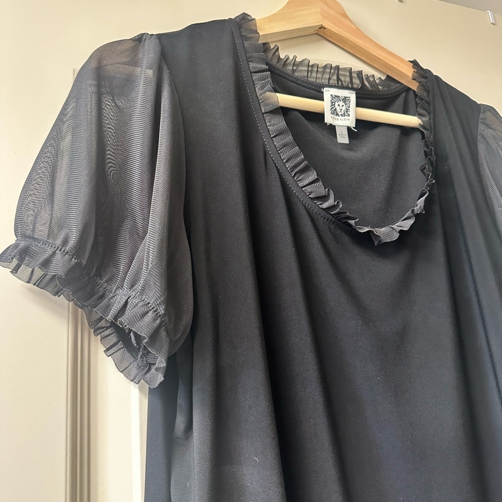 Anne Klein Black Top with Sheer Details